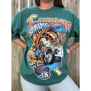 Vintage 98' Spring Run Laughlin NV Motorcycle Rally Graphic Tee T-Shirt Size L
